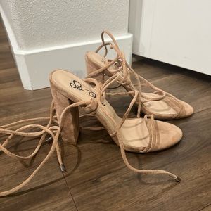Nude Lace Up Heels size 7.5